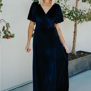 NWT - Baltic Born - Meghan Velvet Wrap Maxi Dress | Navy Size Medium